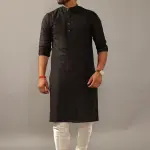 Designer Black Silk Kurta Pajama Set for Men | Partywear Indian Ethnic Outfit